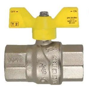 Кран шаровой латунный FIV Futurgas Різьба: внутр./внутр. PN:40-16 (газ) DN 20 (метелик) 1685298636 фото